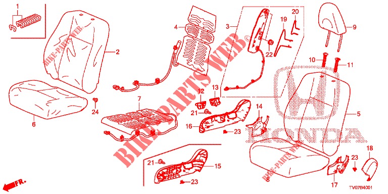 ASIENTO DELANTERO/CINTURONES DE SEGURIDAD (D.) (LH) para Honda CIVIC DIESEL 2.2 EXECUTIVE 5 Puertas 6 velocidades manual 2013