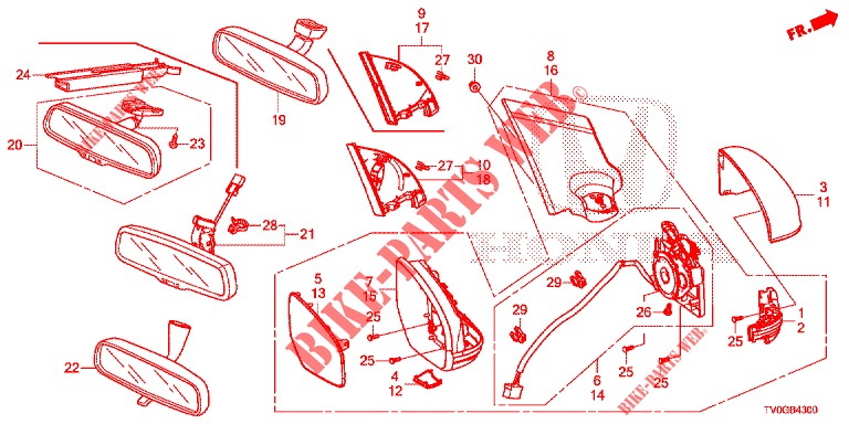 RETROVISOR/VISERA  para Honda CIVIC DIESEL 1.6 EXECUTIVE AUDIOLESS 5 Puertas 6 velocidades manual 2015