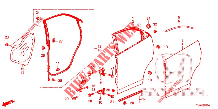 PANELES DE PUERTA TRAS.(4D)  para Honda CIVIC 1.4 ELEGANCE 5 Puertas 6 velocidades manual 2016