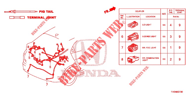 CONECTOR ELECTRICO (ARRIERE) para Honda CIVIC DIESEL 1.6 LIFSTYLE 5 Puertas 6 velocidades manual 2016