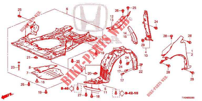 GUARDABARROS DELANTERO  para Honda CIVIC DIESEL 1.6 LIFSTYLE 5 Puertas 6 velocidades manual 2016