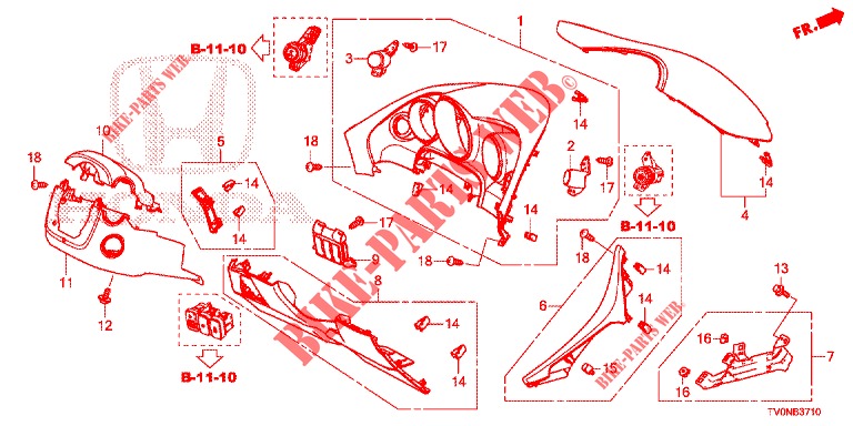 GUARNICION DE INSTRUMENTO (LH) para Honda CIVIC DIESEL 1.6 LIFSTYLE 5 Puertas 6 velocidades manual 2016