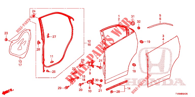 PANELES DE PUERTA TRAS.(4D)  para Honda CIVIC DIESEL 1.6 LIFSTYLE 5 Puertas 6 velocidades manual 2016