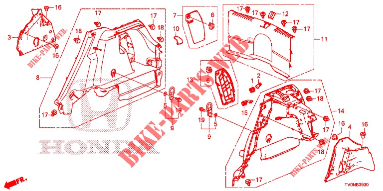 RECUBR. LADO PORTAEQU.  para Honda CIVIC DIESEL 1.6 LIFSTYLE 5 Puertas 6 velocidades manual 2016