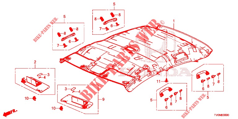 RECUBRIMIENTO DE TECHO  para Honda CIVIC DIESEL 1.6 LIFSTYLE 5 Puertas 6 velocidades manual 2016