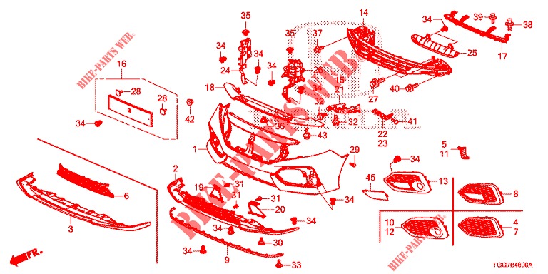 PARAGOLPES DELANTERO  para Honda CIVIC 1.5 SPORT PLUS 5 Puertas 6 velocidades manual 2017