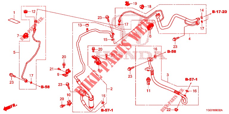 ACONDICIONADOR DE AIRE (FLEXIBLES/TUYAUX) (1.5L) (LH) para Honda CIVIC  1.5 SPORT PLUS 5 Puertas automática completa 2017