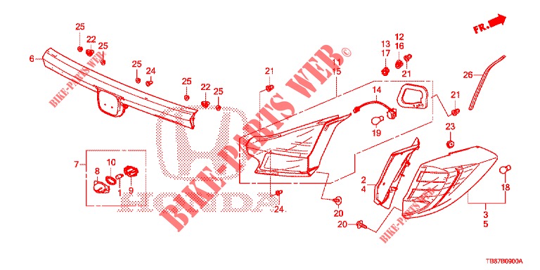 LUZ TRASERA/LUZ DE LICENCIA (PGM FI)  para Honda CIVIC TOURER DIESEL 1.6 EXECUTIVE 5 Puertas 6 velocidades manual 2014