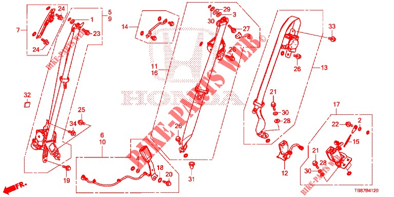 ASIENTO DELANTERO/CINTURONES DE SEGURIDAD  para Honda CIVIC TOURER DIESEL 1.6 S 5 Puertas 6 velocidades manual 2014