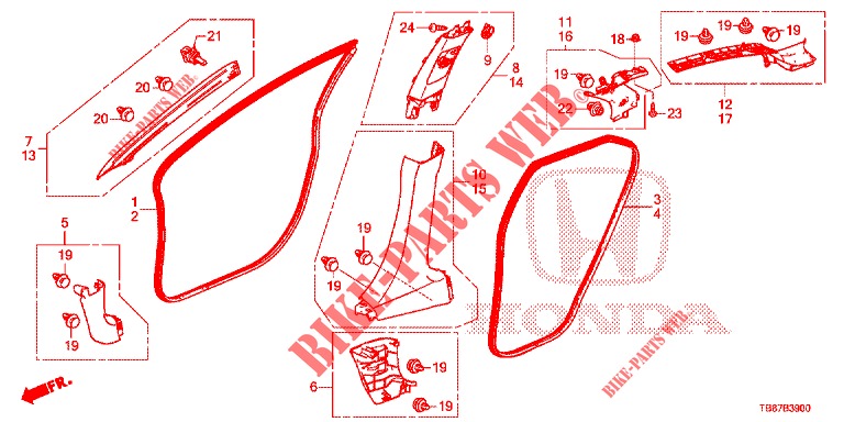 GUARNICION DE PILAR (LH) para Honda CIVIC TOURER DIESEL 1.6 S 5 Puertas 6 velocidades manual 2014