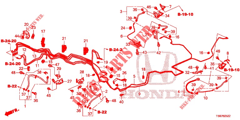 LINEAS DE FRENO (DIESEL) (LH) para Honda CIVIC TOURER DIESEL 1.6 S 5 Puertas 6 velocidades manual 2014