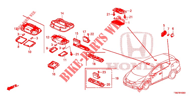 LUZ INTERIOR  para Honda CIVIC TOURER DIESEL 1.6 S 5 Puertas 6 velocidades manual 2014