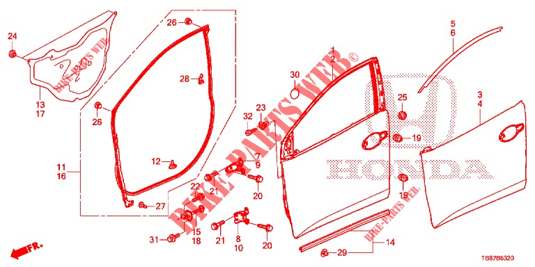 PANELES DE PUERTA DEL.(2D)  para Honda CIVIC TOURER DIESEL 1.6 S 5 Puertas 6 velocidades manual 2014