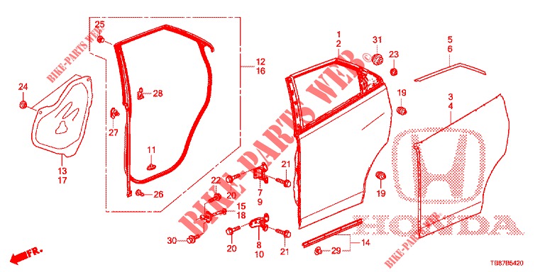 PANELES DE PUERTA TRAS.(4D)  para Honda CIVIC TOURER DIESEL 1.6 S 5 Puertas 6 velocidades manual 2014