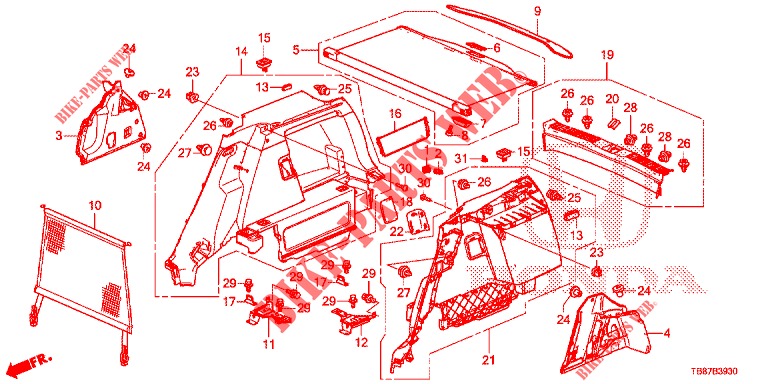 RECUBR. LADO PORTAEQU.  para Honda CIVIC TOURER DIESEL 1.6 S 5 Puertas 6 velocidades manual 2014