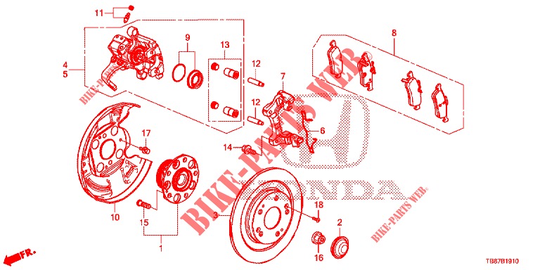 TAMBOR DE FRENO TRASERO  para Honda CIVIC TOURER DIESEL 1.6 S 5 Puertas 6 velocidades manual 2014