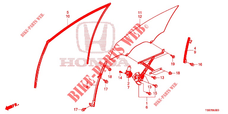 VENTANILLAS PUERTA DEL./REGULATOR  para Honda CIVIC TOURER DIESEL 1.6 S 5 Puertas 6 velocidades manual 2014