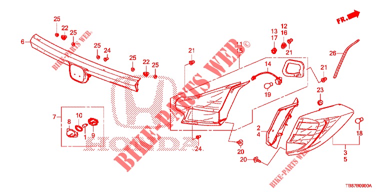 LUZ TRASERA/LUZ DE LICENCIA (PGM FI)  para Honda CIVIC TOURER 1.8 LIFESTYLE 5 Puertas 6 velocidades manual 2014