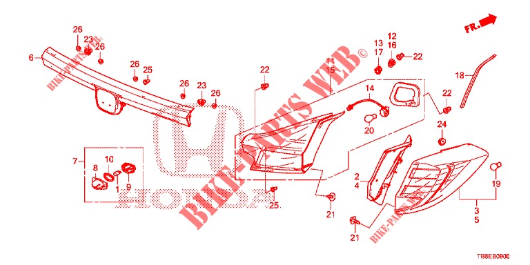 LUZ TRASERA/LUZ DE LICENCIA (PGM FI)  para Honda CIVIC TOURER DIESEL 1.6 S 5 Puertas 6 velocidades manual 2015
