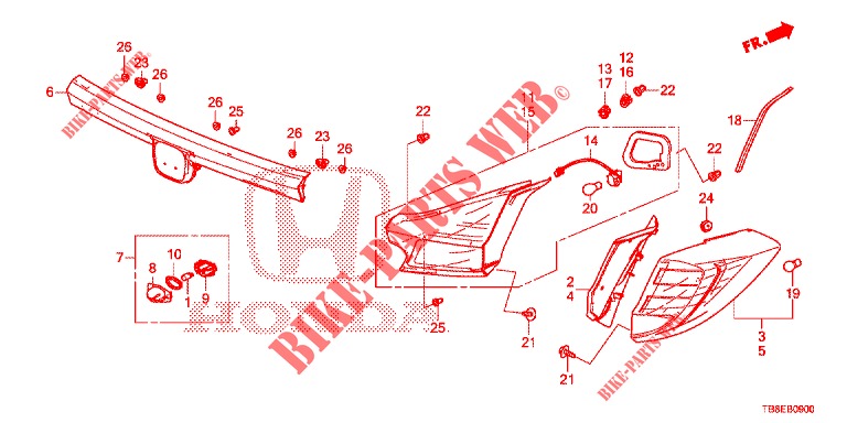 LUZ TRASERA/LUZ DE LICENCIA (PGM FI)  para Honda CIVIC TOURER 1.8 COMFORT 5 Puertas 6 velocidades manual 2015