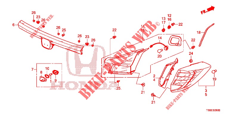 LUZ TRASERA/LUZ DE LICENCIA (PGM FI)  para Honda CIVIC TOURER 1.8 EXECUTIVE NAVI 5 Puertas 5 velocidades automática 2015