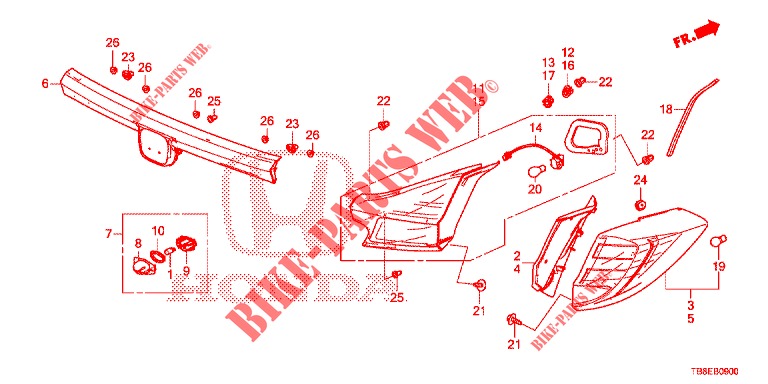 LUZ TRASERA/LUZ DE LICENCIA (PGM FI)  para Honda CIVIC TOURER 1.8 EXECUTIVE 5 Puertas 5 velocidades automática 2015