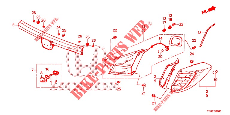 LUZ TRASERA/LUZ DE LICENCIA (PGM FI)  para Honda CIVIC TOURER 1.8 LIFESTYLE 5 Puertas 6 velocidades manual 2015
