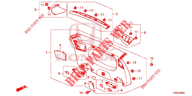 RECUBRIMIENTO PUERTA TR./ RECUBRIMIENTO DE PANEL(2D)  para Honda CIVIC TOURER 1.8 COMFORT 5 Puertas 6 velocidades manual 2016