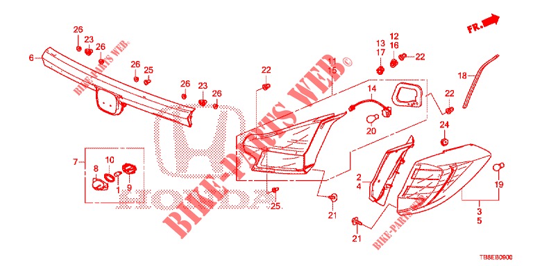 LUZ TRASERA/LUZ DE LICENCIA (PGM FI)  para Honda CIVIC TOURER 1.8 EXECUTIVE 5 Puertas 6 velocidades manual 2016