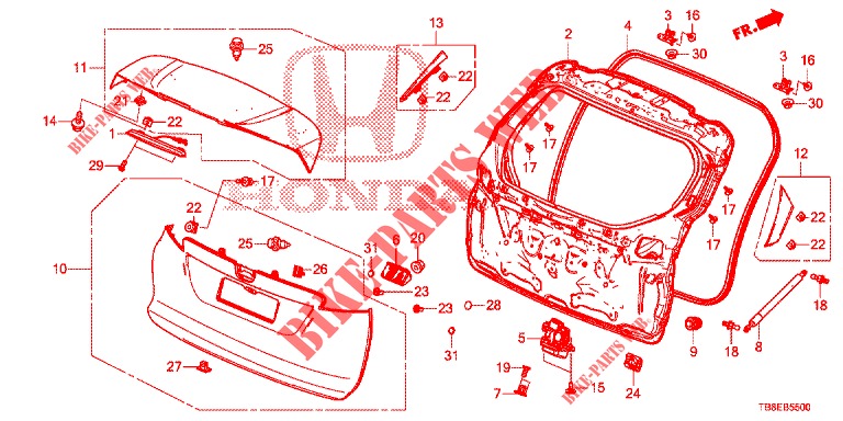 PANEL DE PUERTA TRASERA(2D)  para Honda CIVIC TOURER 1.8 EXECUTIVE 5 Puertas 6 velocidades manual 2016