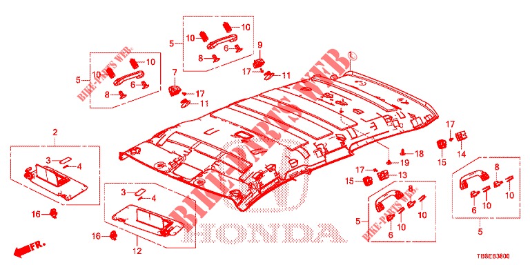 RECUBRIMIENTO DE TECHO  para Honda CIVIC TOURER 1.8 LIFESTYLE 5 Puertas 5 velocidades automática 2016