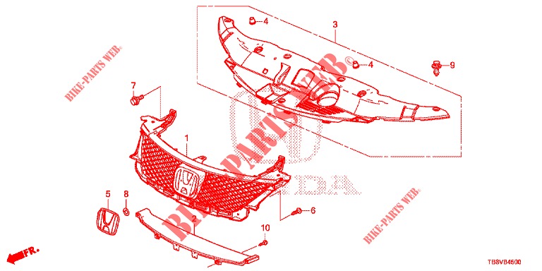 PARRILLA DELANTERA/MOLDURA  para Honda CIVIC TOURER 1.8 LIFESTYLE 5 Puertas 6 velocidades manual 2017