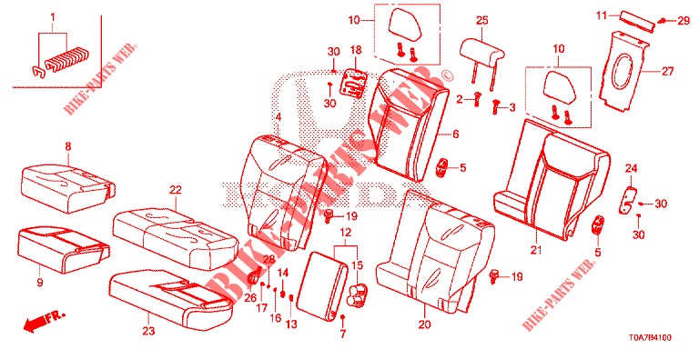 ASIENTO TRASERO/CINTURON SEGURIDAD(2D)  para Honda CR-V 2.0 ELEGANCE L 5 Puertas 6 velocidades manual 2013
