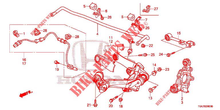 BRAZO INFERIOR TRASERO/VARILLA DE RADIO  para Honda CR-V 2.0 EXCLUSIVE NAVI 5 Puertas 6 velocidades manual 2014