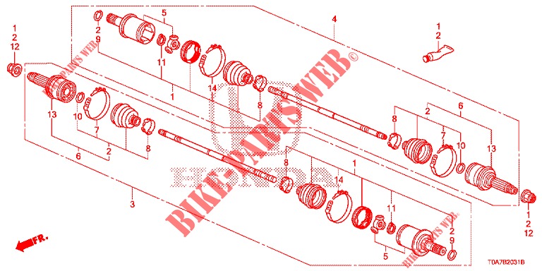 EJE DE IMPULSION TRASERA (2) para Honda CR-V 2.0 EXCLUSIVE NAVI 5 Puertas 6 velocidades manual 2014