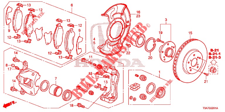 FRENO DELANTERO (2) para Honda CR-V 2.0 EXCLUSIVE NAVI 5 Puertas 6 velocidades manual 2014