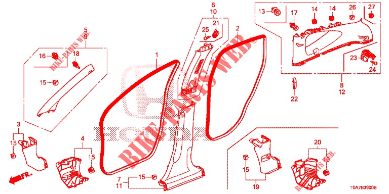 GUARNICION DE PILAR  para Honda CR-V 2.0 EXCLUSIVE NAVI 5 Puertas 6 velocidades manual 2014