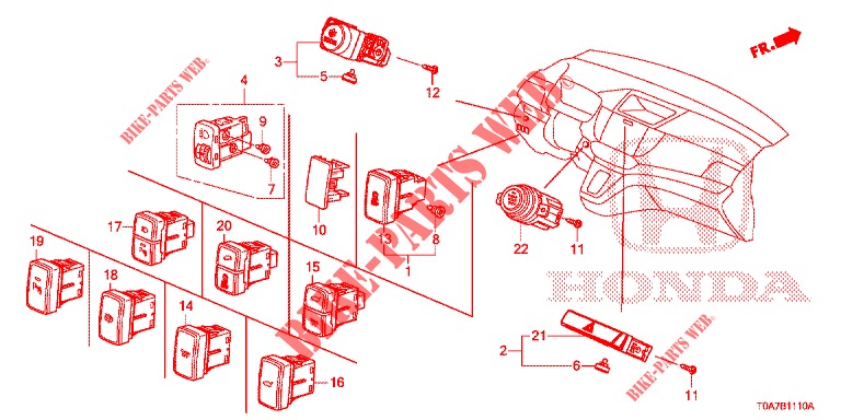 INTERRUPTOR (LH) para Honda CR-V 2.0 EXCLUSIVE NAVI 5 Puertas 6 velocidades manual 2014