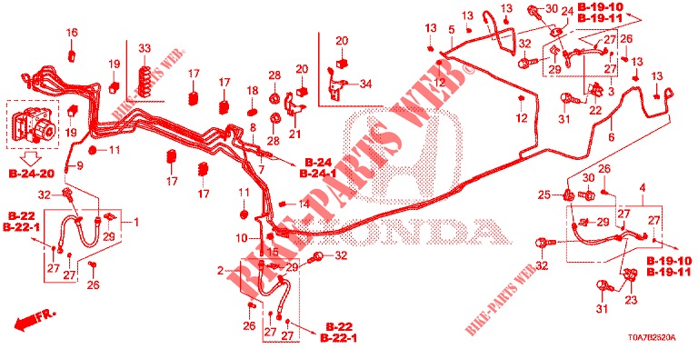 LINEAS DE FRENO (2.0L) (2.4L) (LH) para Honda CR-V 2.0 EXCLUSIVE NAVI 5 Puertas 6 velocidades manual 2014