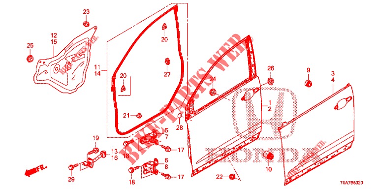 PANELES DE PUERTA DEL.(2D)  para Honda CR-V 2.0 EXCLUSIVE NAVI 5 Puertas 6 velocidades manual 2014
