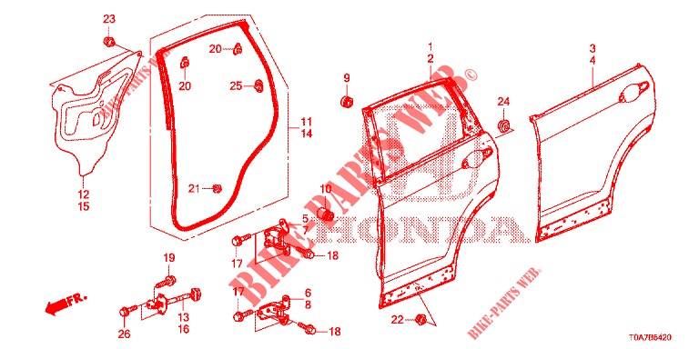 PANELES DE PUERTA TRAS.(4D)  para Honda CR-V 2.0 EXCLUSIVE NAVI 5 Puertas 6 velocidades manual 2014
