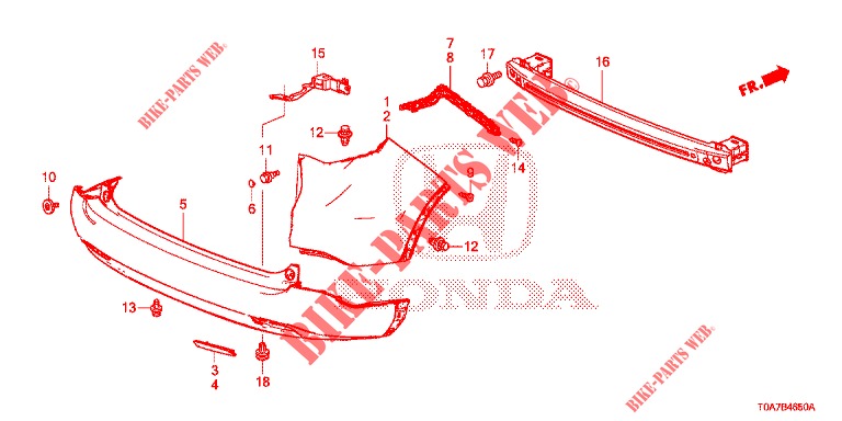 PARAGOLPES TRASERO  para Honda CR-V 2.0 EXCLUSIVE NAVI 5 Puertas 6 velocidades manual 2014