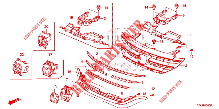 PARRILLA DELANTERA/MOLDURA  para Honda CR-V 2.0 EXCLUSIVE NAVI 5 Puertas 6 velocidades manual 2014