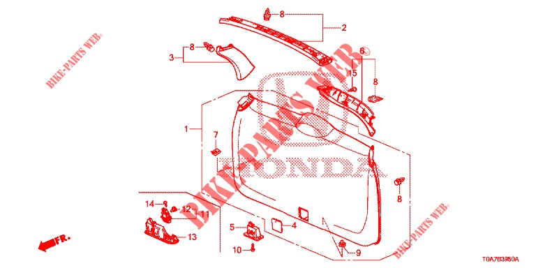 RECUBRIMIENTO PUERTA TR./ RECUBRIMIENTO DE PANEL(2D)  para Honda CR-V 2.0 EXCLUSIVE NAVI 5 Puertas 6 velocidades manual 2014