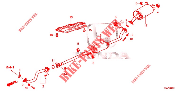 TUBERIA DE ESCAPE/SILENCIADOR (2.0L) para Honda CR-V 2.0 EXCLUSIVE NAVI 5 Puertas 6 velocidades manual 2014