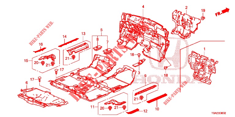 ALFOMBRA DE PISO/AISLADOR (3) para Honda CR-V 2.0 EXCLUSIVE NAVI 5 Puertas 5 velocidades automática 2015