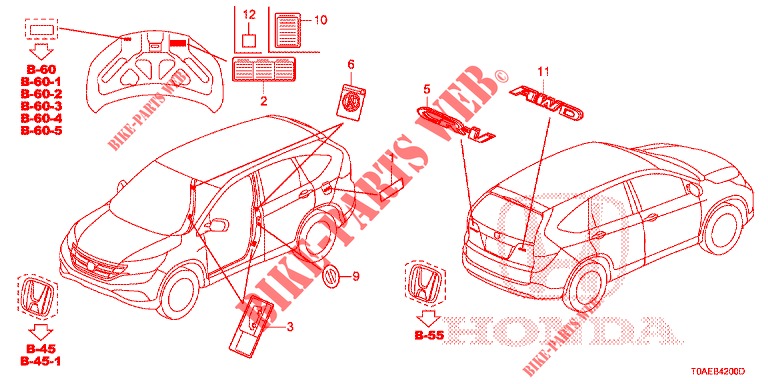EMBLEMAS/ETIQUETAS DE PRECAUCION  para Honda CR-V 2.0 EXCLUSIVE NAVI 5 Puertas 5 velocidades automática 2015