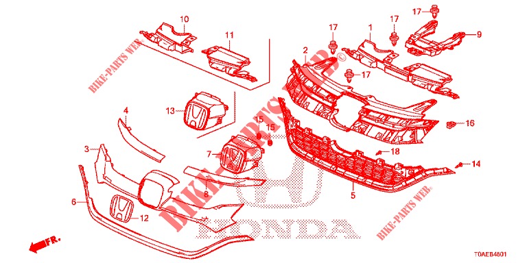PARRILLA DELANTERA/MOLDURA (2) para Honda CR-V 2.0 EXCLUSIVE NAVI 5 Puertas 5 velocidades automática 2015
