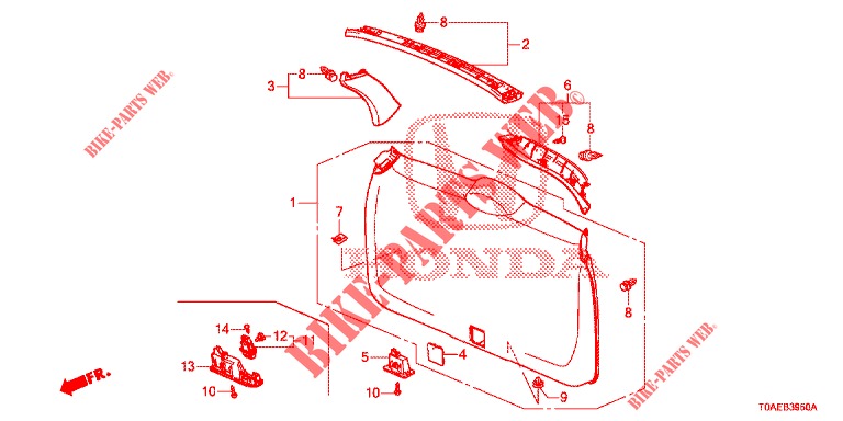 RECUBRIMIENTO PUERTA TR./ RECUBRIMIENTO DE PANEL(2D)  para Honda CR-V 2.0 EXCLUSIVE NAVI 5 Puertas 5 velocidades automática 2015