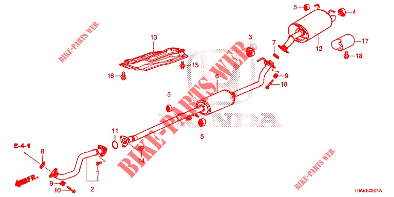 TUBERIA DE ESCAPE/SILENCIADOR (2.0L) para Honda CR-V 2.0 EXCLUSIVE NAVI 5 Puertas 5 velocidades automática 2015
